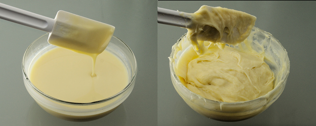 Comparison fluid and sticky ganache